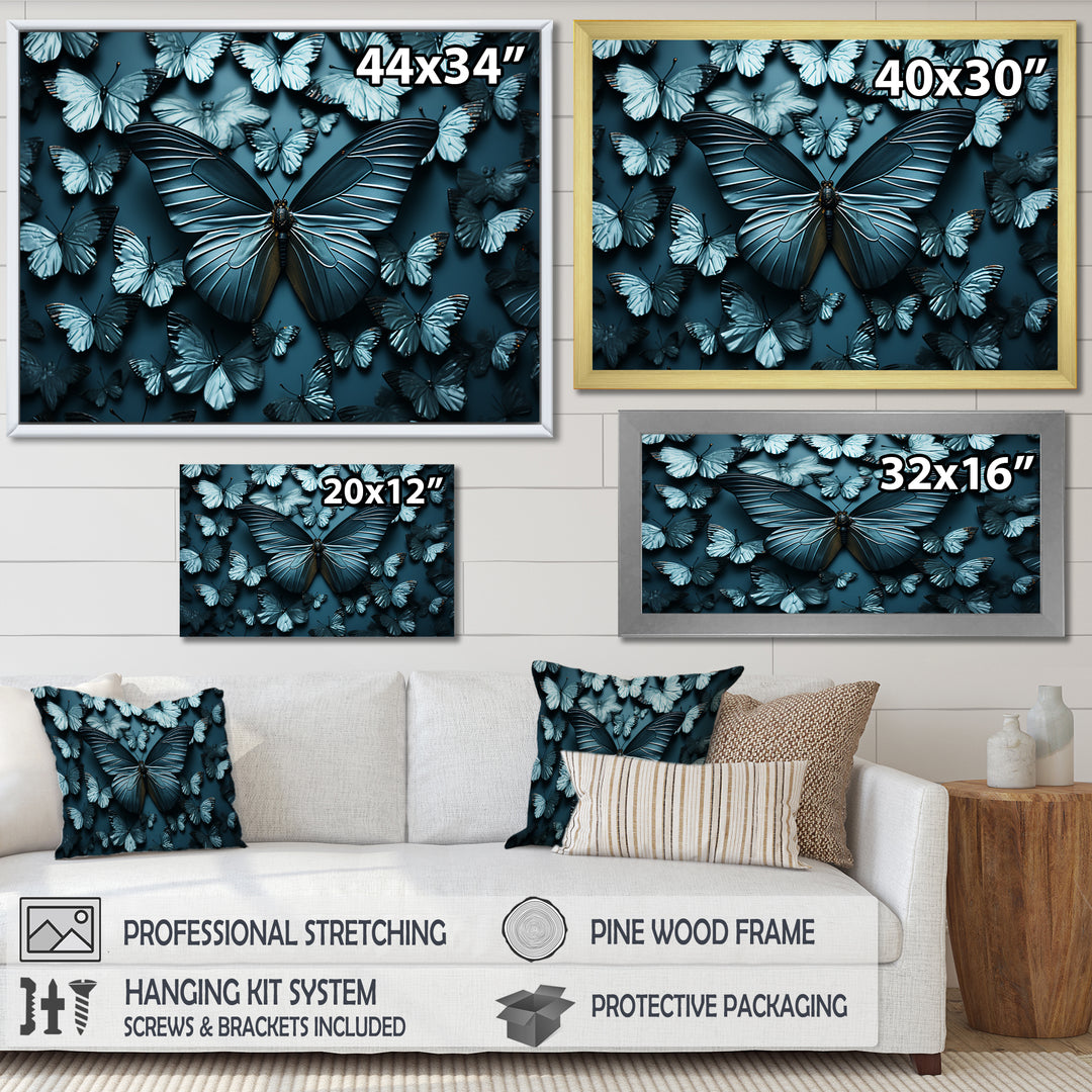Deep Charcoal Tones Depict Butterflies - Butterfly Canvas Wall Art