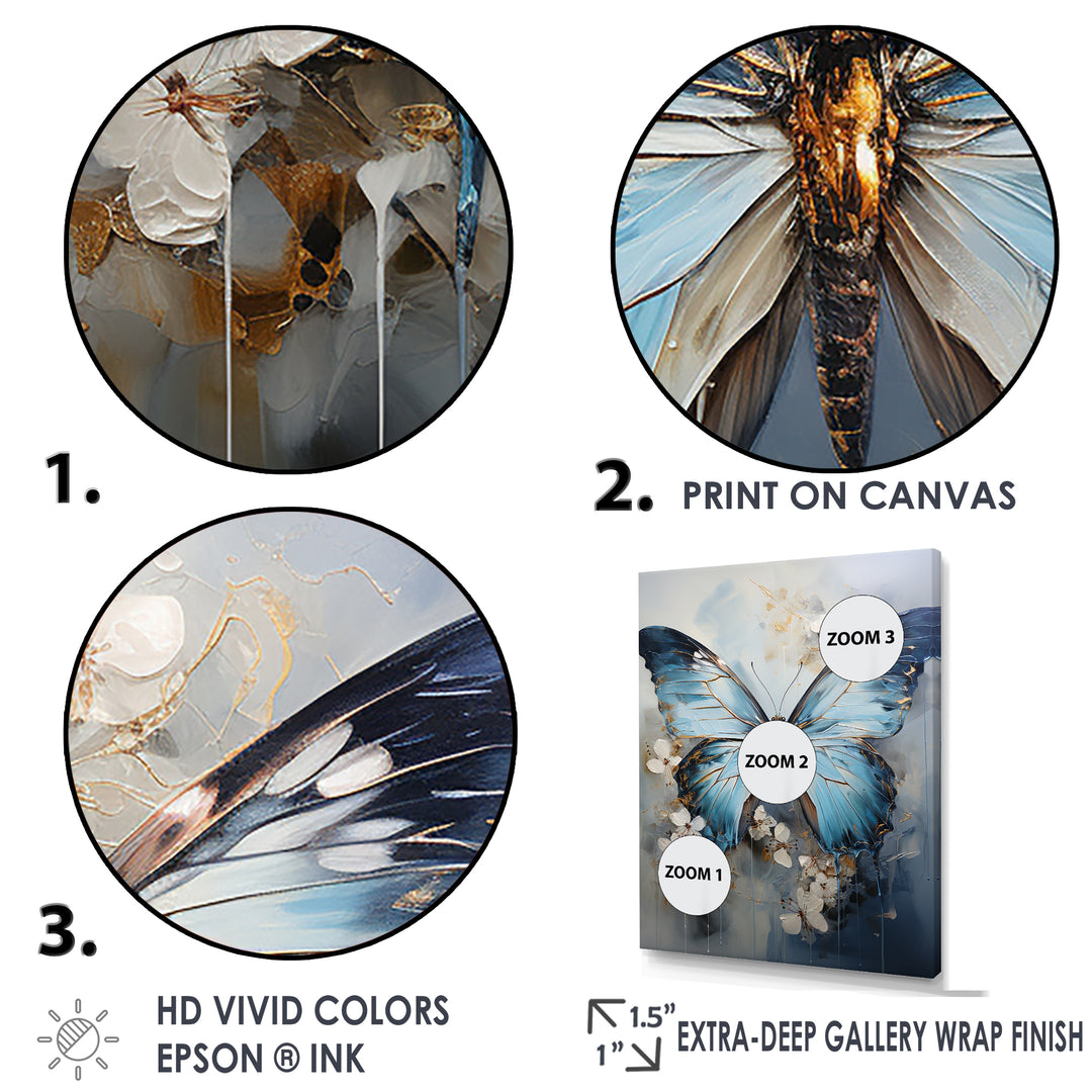Butterfly Ethereal Blues Form Abstract Elegance - Butterfly Wall Art Prints