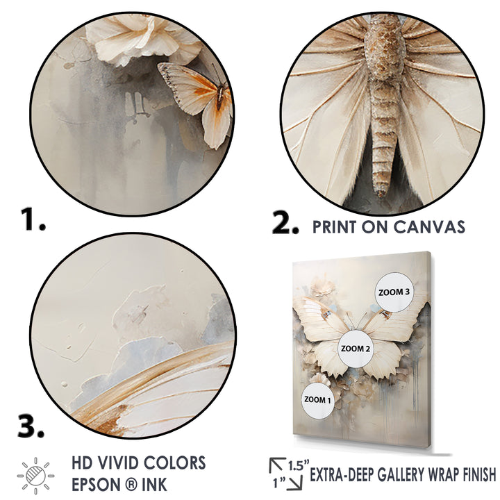 Minimalism Beige Butterfly - Butterfly Wall Art Prints