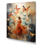 Butterfly And Woman Dance - Animals Canvas Wall Art