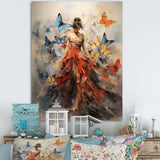 Butterfly And Woman Dance I - Animals Canvas Wall Art