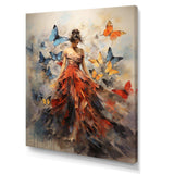 Butterfly And Woman Dance I - Animals Canvas Wall Art