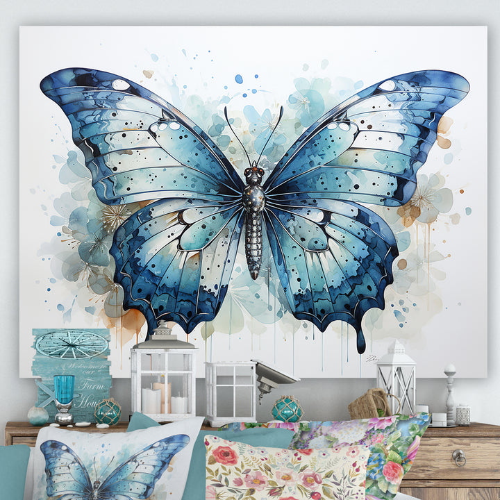 Butterfly Watercolor Wings - Blue Butterfly Wall Art