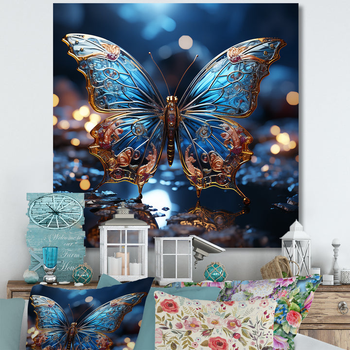 Butterfly Watery Blues - Butterfly Large Canvas Wall Art