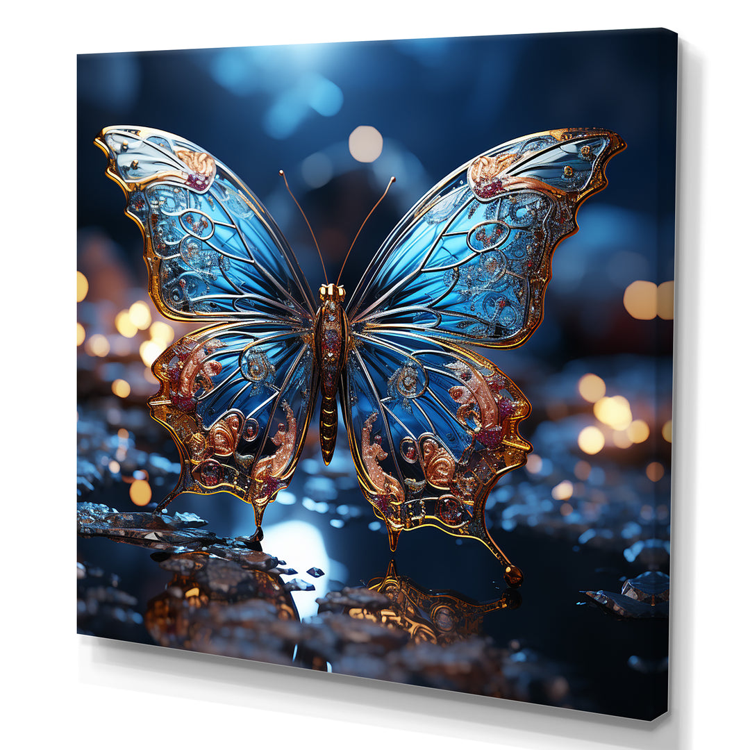 Butterfly Watery Blues - Butterfly Large Canvas Wall Art