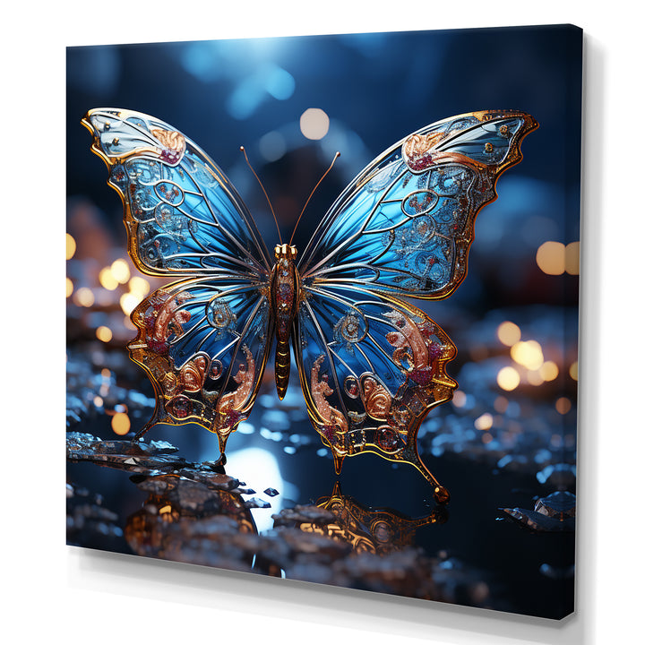 Butterfly Watery Blues - Butterfly Large Canvas Wall Art