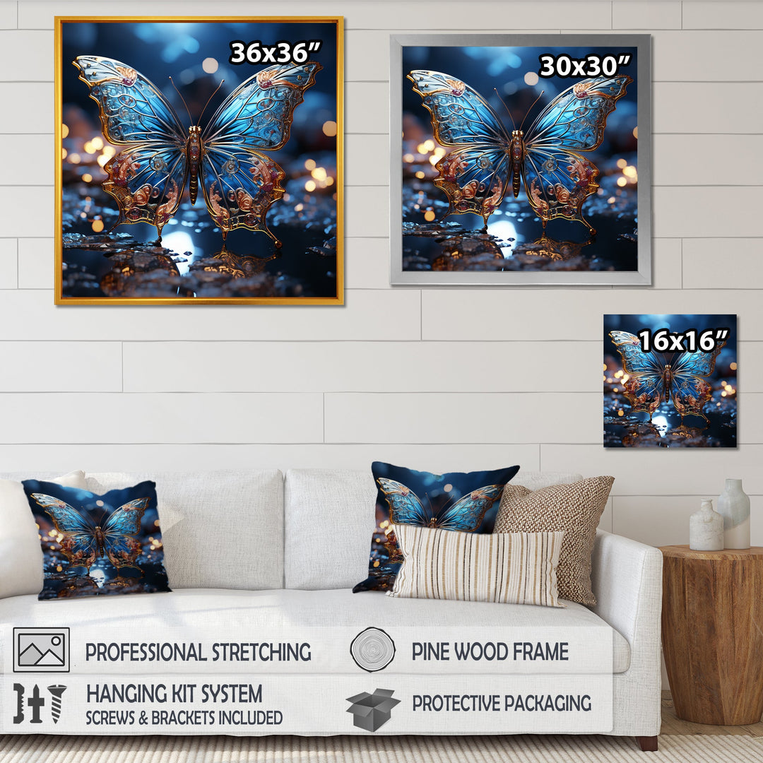 Butterfly Watery Blues - Butterfly Large Canvas Wall Art