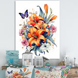 Whimsical Butterfly And Colorful Lilies - Butterfly Bedroom Wall Art