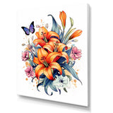 Whimsical Butterfly And Colorful Lilies - Butterfly Bedroom Wall Art