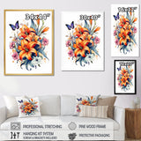 Whimsical Butterfly And Colorful Lilies - Butterfly Bedroom Wall Art