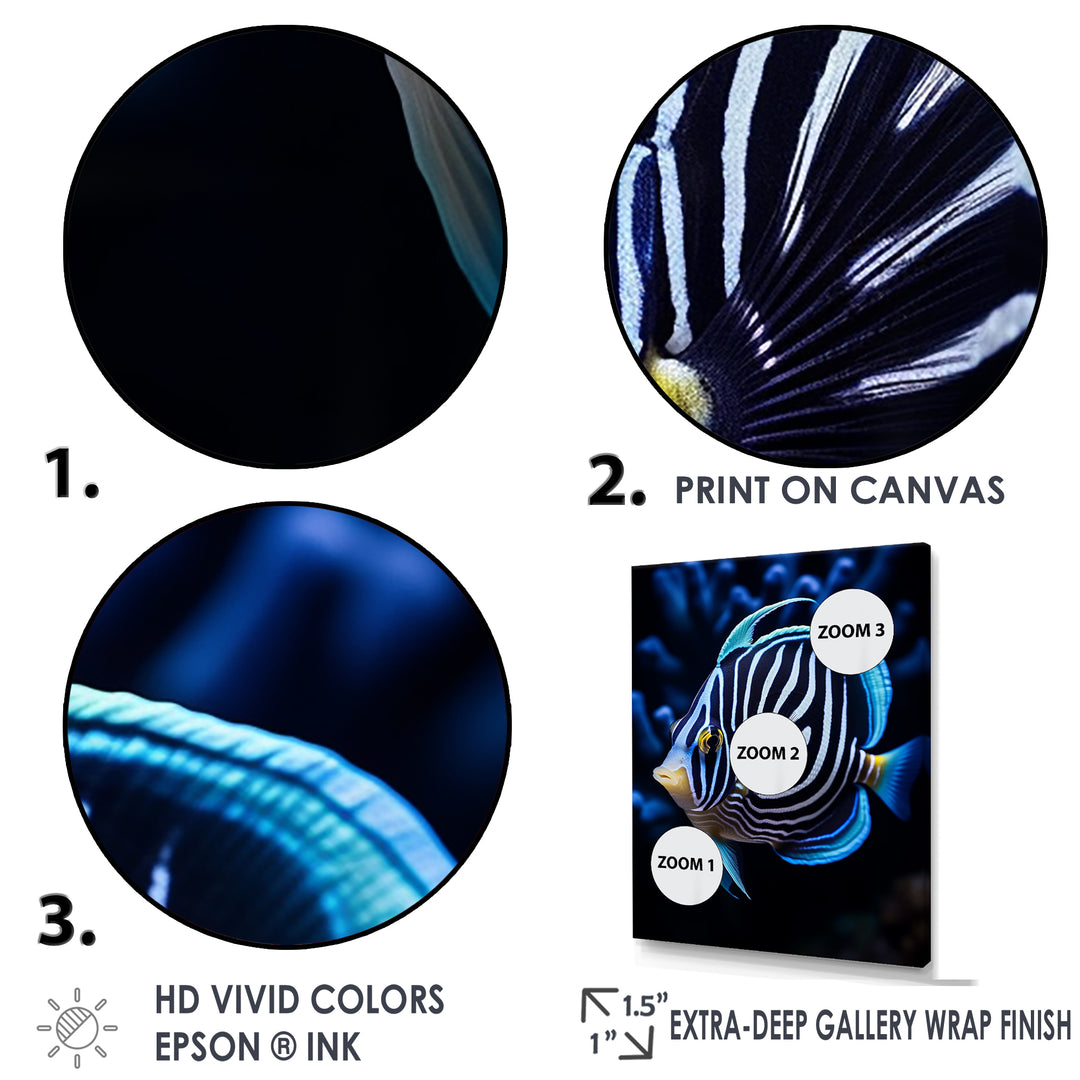 Coral Butterflyfish Indigo Intensity And Ivory - Butterfly Fish Wall Art Prints