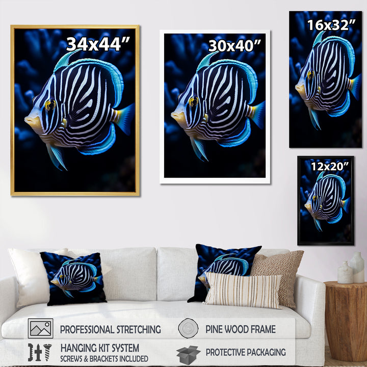 Coral Butterflyfish Indigo Intensity And Ivory - Butterfly Fish Wall Art Prints