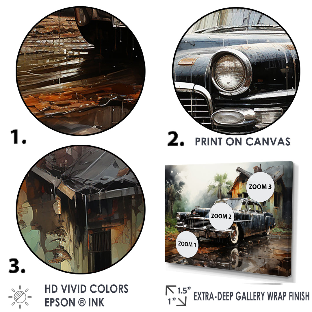 Noir Vintage Car Elegance - Car Vintage Canvas Wall Art