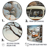 Hippie Van Charm In Winter - Car/Van Canvas Wall Art