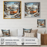 Hippie Van Charm In Winter - Car/Van Canvas Wall Art