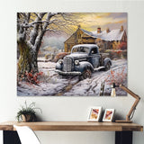 Pickup Charm In Winter - Car/Van Canvas Wall Art