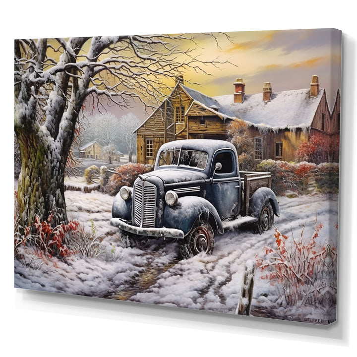 Pickup Charm In Winter - Car/Van Canvas Wall Art