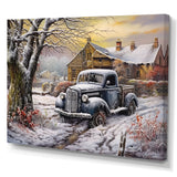 Pickup Charm In Winter - Car/Van Canvas Wall Art