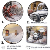 Pickup Charm In Winter - Car/Van Canvas Wall Art