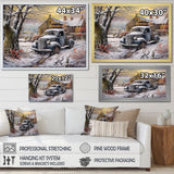Pickup Charm In Winter - Car/Van Canvas Wall Art