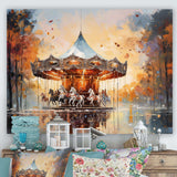 Carousel In Sunset Charm - Architecture Canvas Wall Art