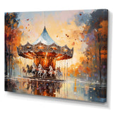 Carousel In Sunset Charm - Architecture Canvas Wall Art