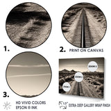 Rail Track In Monochrome Canyon - Train Canvas Wall Art