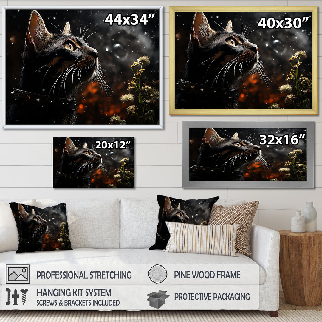 Abyssinian Adventure Black Cat - Cat Living Room Wall Art
