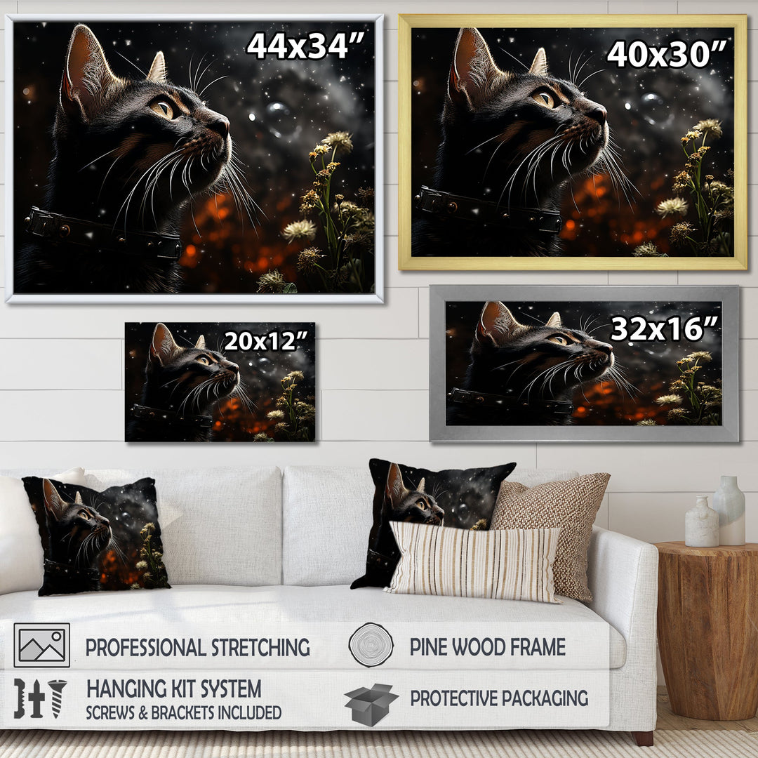 Abyssinian Adventure Black Cat - Cat Living Room Wall Art