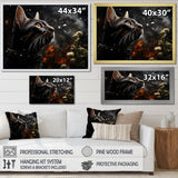 Abyssinian Adventure Black Cat - Cat Living Room Wall Art