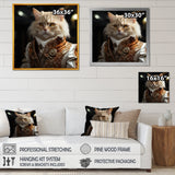 Elegance Cat Dressed In Suit - Beige Cat Wall Art