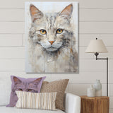 Minimalism Beige Cat Portrait - Cat Living Room Wall Art