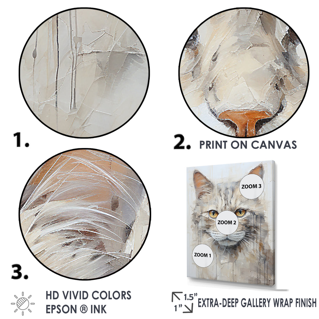 Minimalism Beige Cat Portrait - Cat Living Room Wall Art