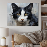 Minimalism Black And White Cat Portrait - Cat Canvas Wall Art