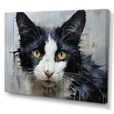 Minimalism Black And White Cat Portrait - Cat Canvas Wall Art