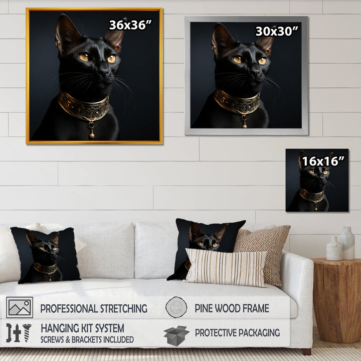 Oriental Opulence Cat Portrait - Cat Framed Canvas Art
