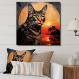 Savannah Cat In Sunset - Cat Large Canvas Wall Art
