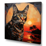 Savannah Cat In Sunset - Cat Large Canvas Wall Art