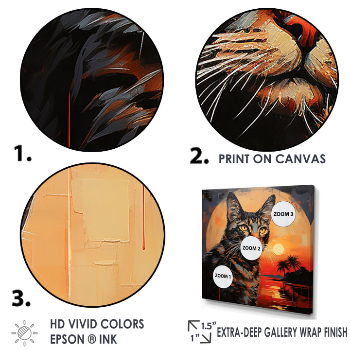 Savannah Cat In Sunset - Cat Large Canvas Wall Art