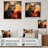 Savannah Cat In Sunset - Cat Large Canvas Wall Art