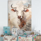 Handsome Beige Cattle Portrait - Cattle Large Canvas Wall Art