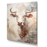 Handsome Beige Cattle Portrait - Cattle Large Canvas Wall Art
