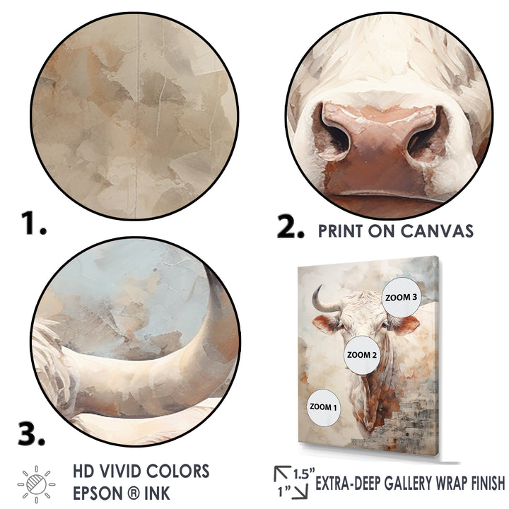 Handsome Beige Cattle Portrait - Cattle Large Canvas Wall Art