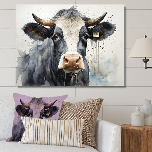 Handsome Black Adn White Cattle Portrait - Cattle Bedroom Wall Art
