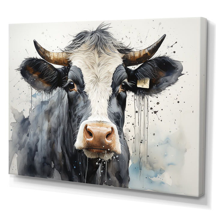 Handsome Black Adn White Cattle Portrait - Cattle Bedroom Wall Art
