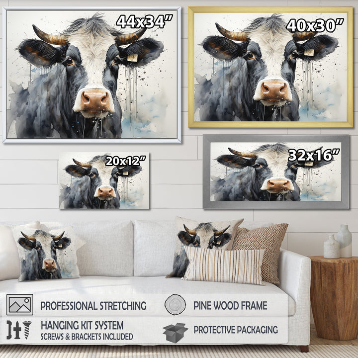Handsome Black Adn White Cattle Portrait - Cattle Bedroom Wall Art