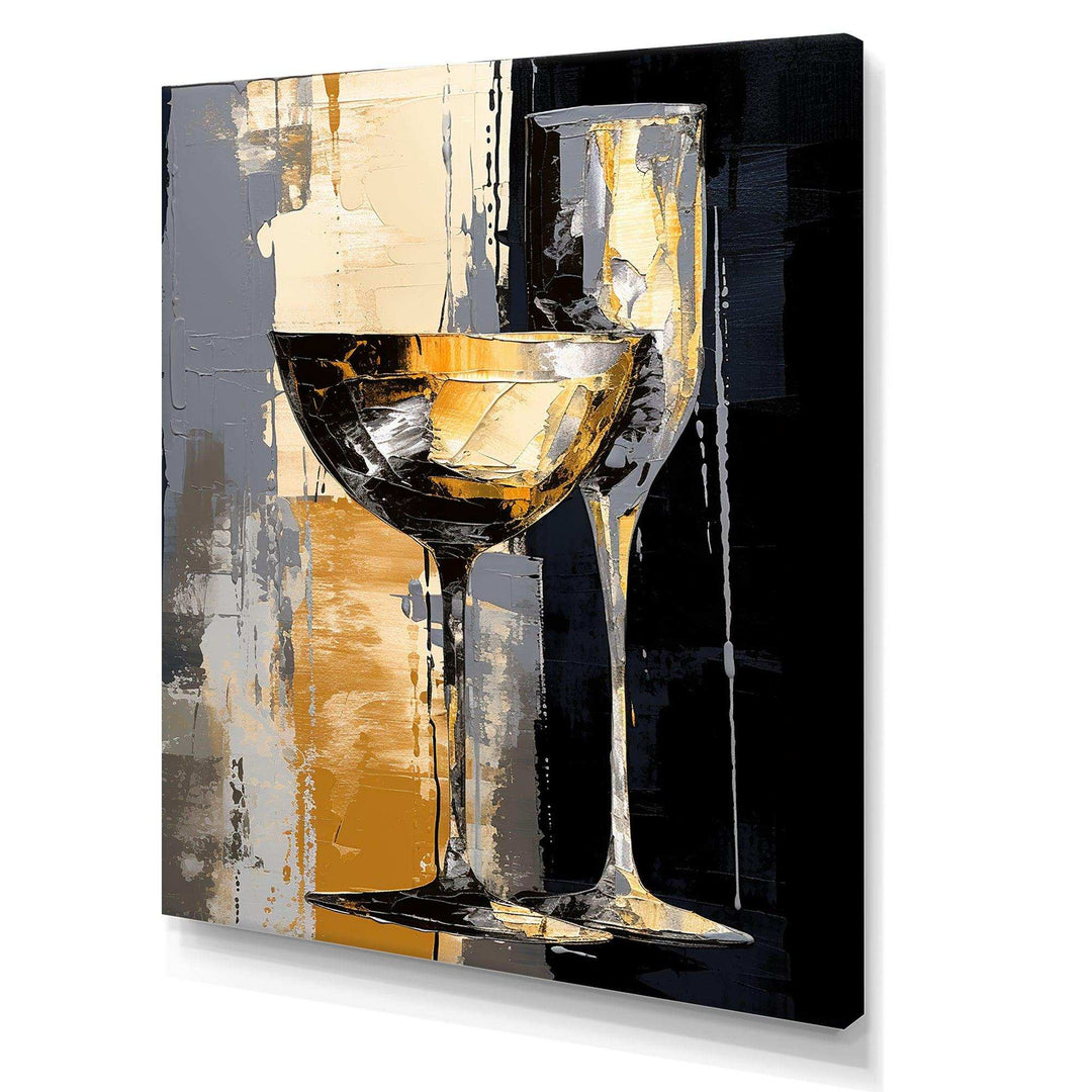 Champagne Collage With Glasses - Food &amp; Beverage Canvas Wall Art