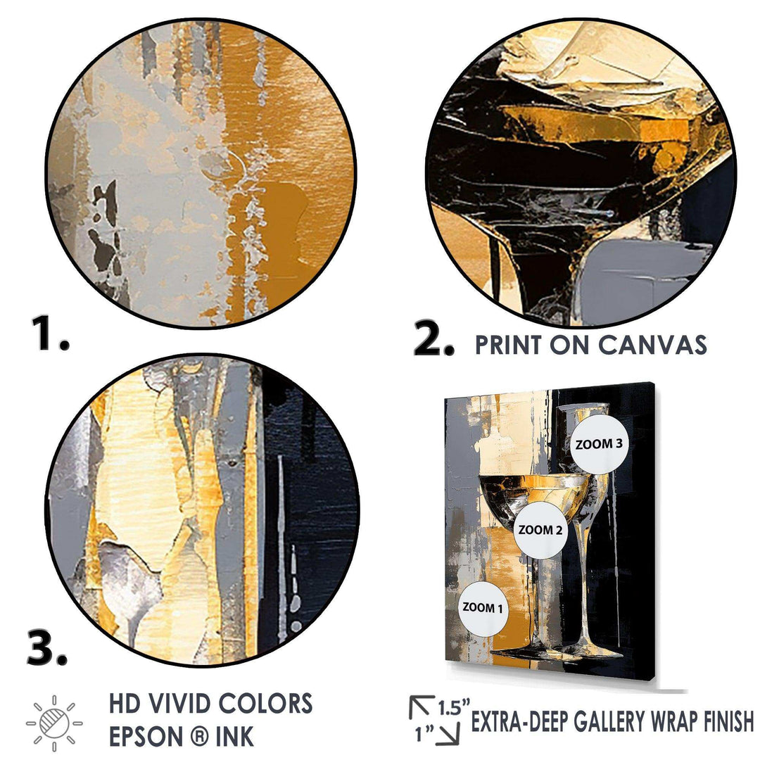 Champagne Collage With Glasses - Food &amp; Beverage Canvas Wall Art