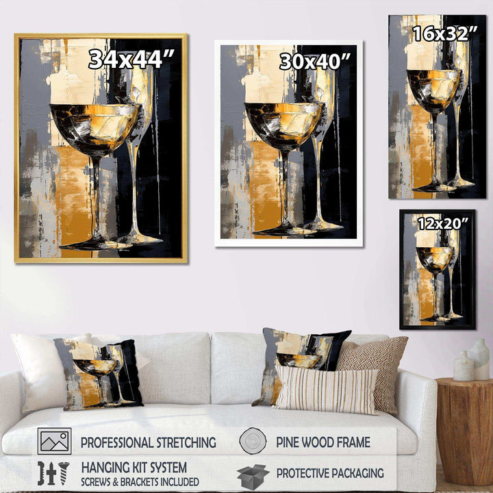 Champagne Collage With Glasses - Food &amp; Beverage Canvas Wall Art