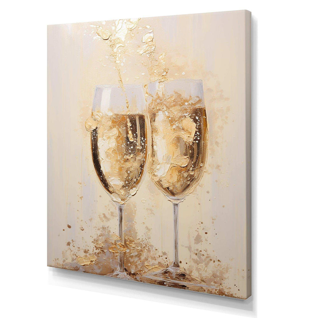 Golden Champagne In Glass III - Food &amp; Beverage Canvas Wall Art